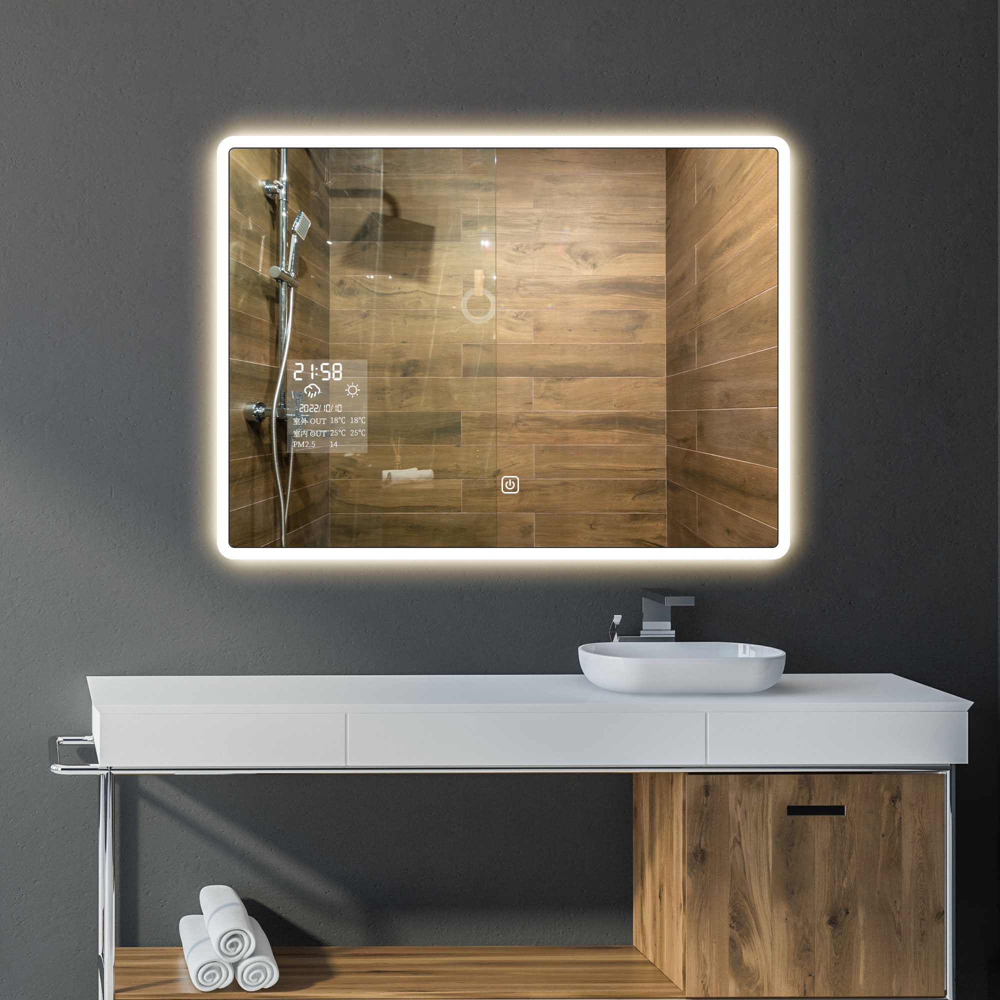 Anti-Fog Smart Decorative Vanity Mirror With Ambient Light
