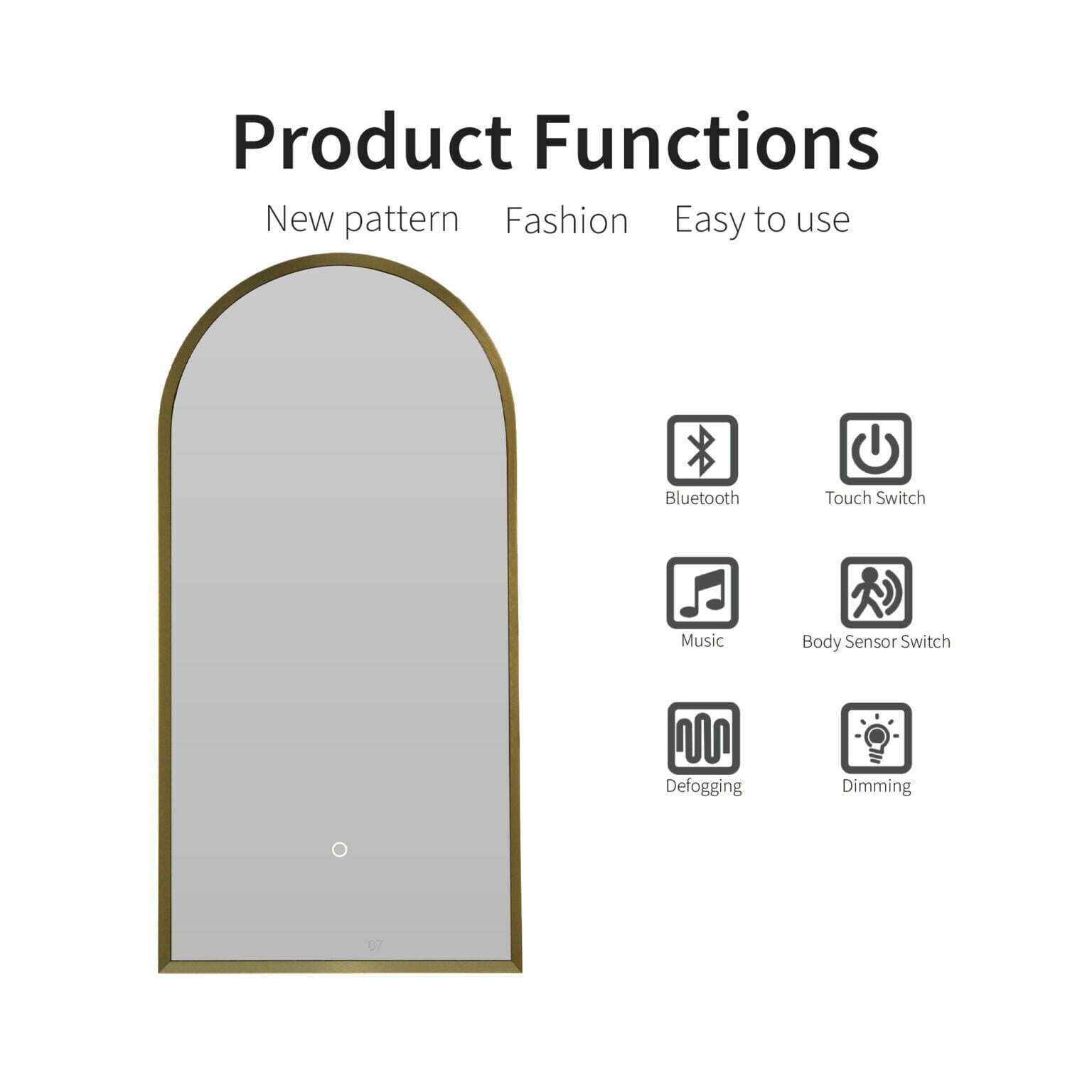Gold Frame Arch Shape Led Bathroom Mirror - Wholesale LED Bathroom ...