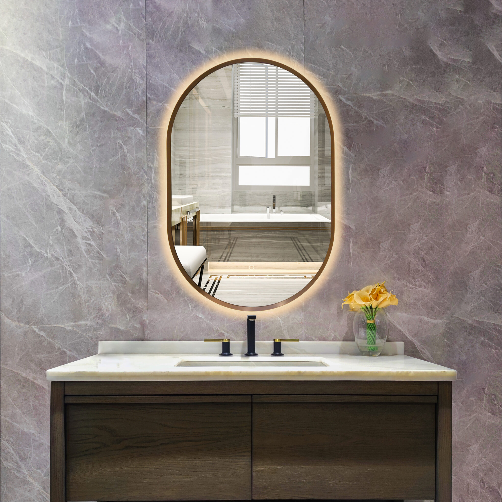 Oval Shape Wall-Mounted Led Makeup Mirror - Wholesale LED Bathroom ...