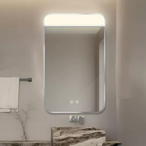 Vintage Stainless Steel Smart Mirror – LED Anti-Fog Wall Mount