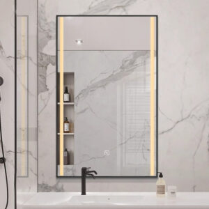 Aluminum-Framed Smart Bathroom Mirror – LED Defog Wall Mount