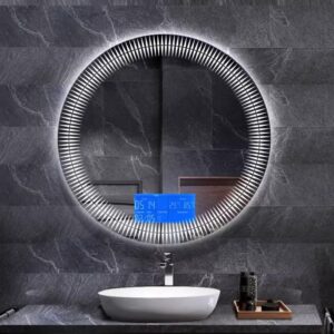 Smart LED Round Frosted Mirror – Hotel Vanity, Defog & Bluetooth